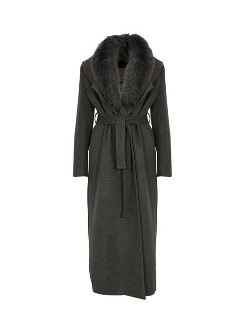 Cappotto CD1218 effetto lana con pelliccia di volpe YES LONDON | CD1218GRIGIO